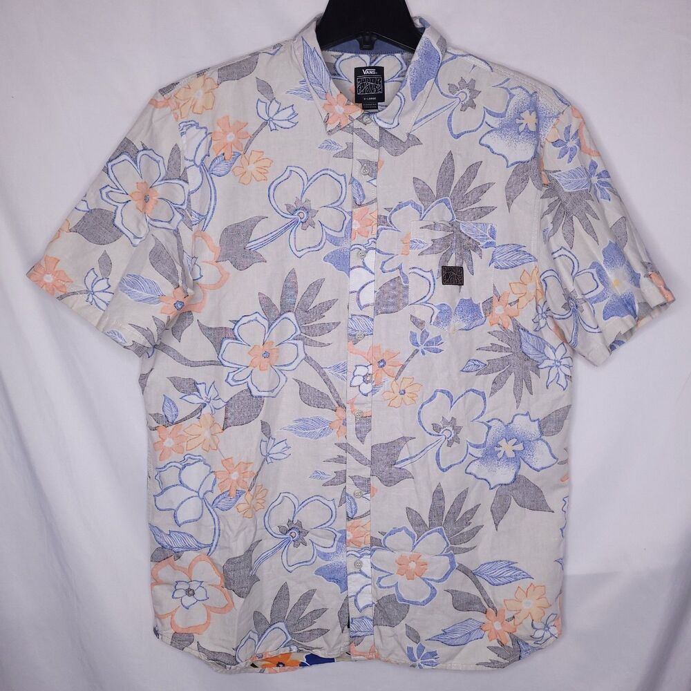 Vans Hawaiian Shirt Mens XL Floral Reversible Joel Tudor Classic Fit